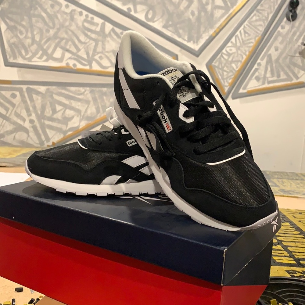 Reebok black and white sneakers